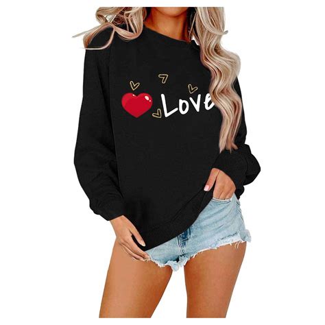 Valentines Day Shirts Women Plaid Love Heart Valentines Day Crewneck