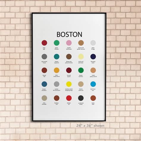 Boston Massachusetts City Color Palette Print Boston Print Etsy