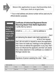 Michigan Michigan Absent Voter Ballot Application Large Print