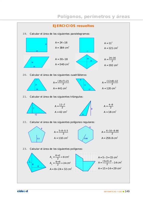 1º Eso Ejercicios Resueltos De Triángulos Y Cuadriláteros Buscar Con