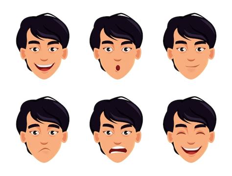 Premium Vector Different Male Emotions Set