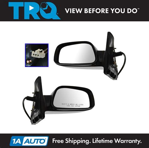 TRQ Gloss Black Power Side Mirrors Left LH Right RH Pair Set For 03