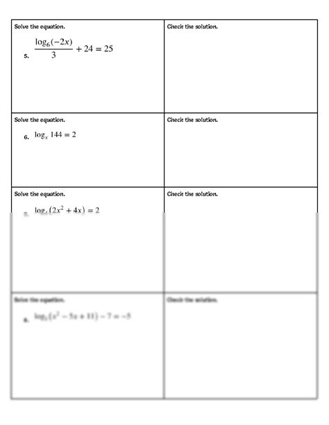 Solution Solving Logarithmic Equations Practice Worksheet Studypool