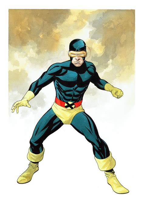 Cyclops Watercolor Illustration X Men By Mike McKone Marvel Comics Art