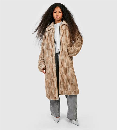 Buy Boohoo Premium Vintage Look Faux Fur Maxi Coat In Beige 6thstreet Uae