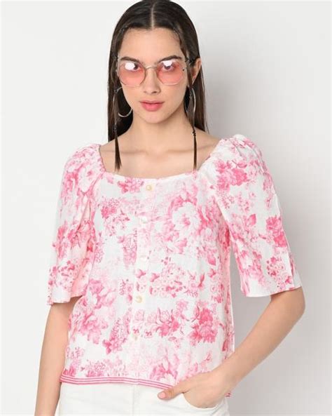 Buy Floral Print Square Neck Top Online At Best Prices In India Jiomart