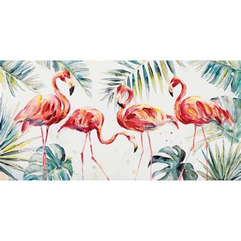 Tableau Flamants Rose Majestueux Entour S De Feuilles Tropicales Tons