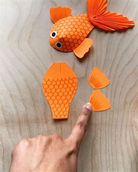 3d Golden Fish Craft Video Paper Crafts Fish Crafts Hand Crafts