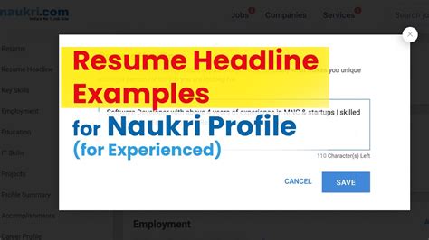 How To Write Resume Headline For Naukri Profile Examples Youtube