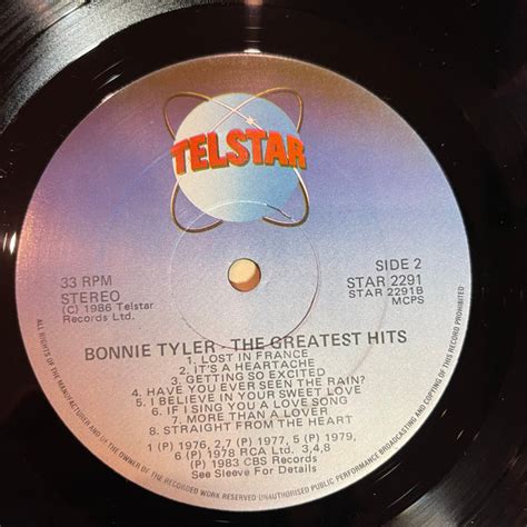 Bonnie Tyler The Greatest Hits 1986 Vinyl Discogs