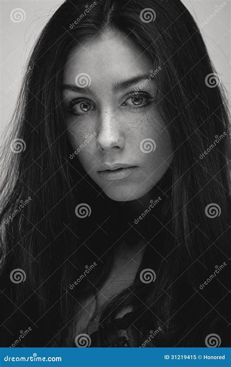 Sensual Natural Brunette Stock Image Image Of Freckles
