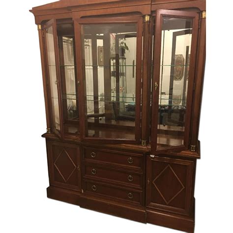 Stanley Furniture 2 Piece Solid Wood China Cabinet W Lights AptDeco