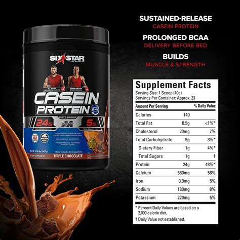 Six Star Pro Nutrition Casein Protein Triple Chocolate 2 Lbs Elite Series