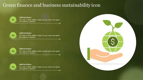 Green Finance And Business Sustainability Icon Ppt Template