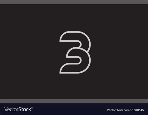 Black And White Number 3 Logo Icon Design Vector Image