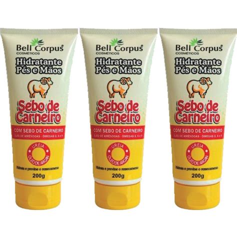 Kit 3 Creme Hidratante Pés Mãos Sebo de Carneiro Ureia 200g Submarino