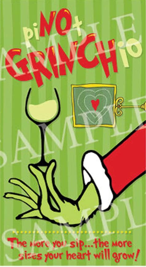 Grinch Wine Label Pinot Grinchio 3 X 5 5 Etsy