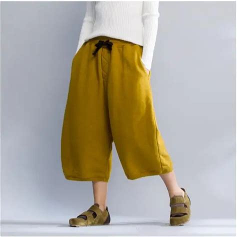 Harajuku Harem Pants Women Baggy Pants For Women Yellow Wide Leg Japanese Style Trousers Korean