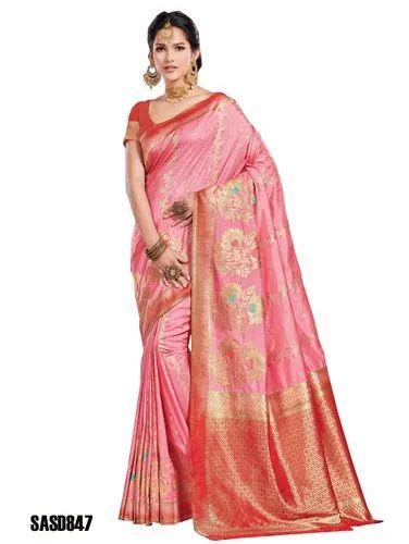 Traditionalfashiondesigner Wedding Wear Pink Color Beautiful Silk Saree