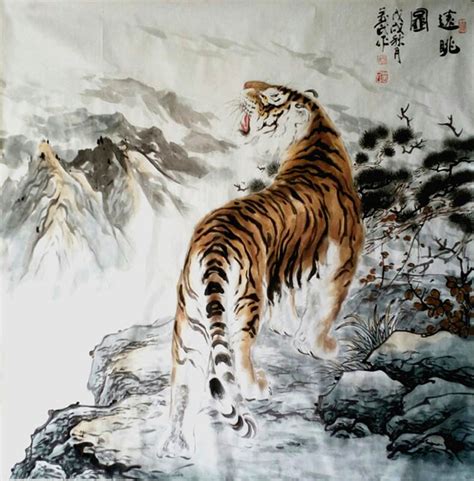 Chinese Tiger Painting 4695105, 96cm x 96cm(38〃 x 38〃)