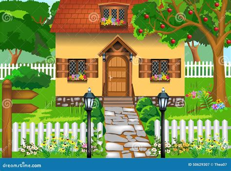 Rustic House Hallway Interior With Wooden Stairs Cartoon Vector