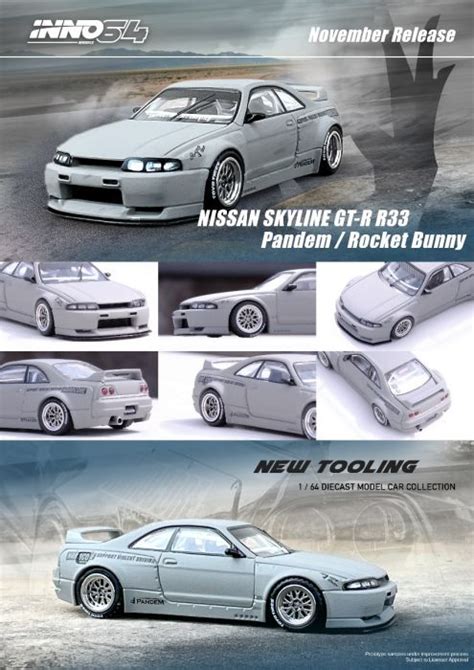 Inno64 1 64 Diecast Model Car Nissan Skyline Gt R R33 Pandem Rocket Bunny Cement Grey