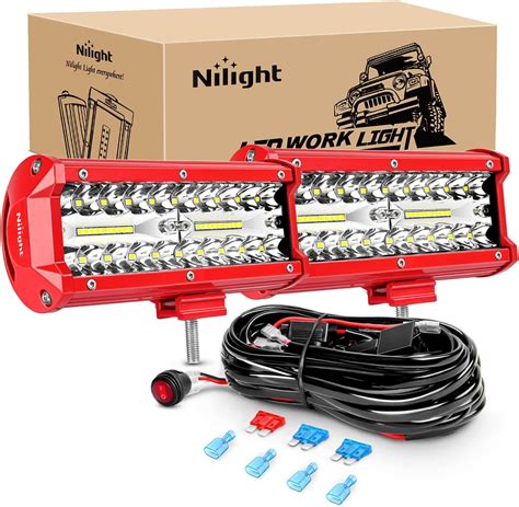 Nilight Lot De Barres Lumineuses Led W De Cm Triple Rang E