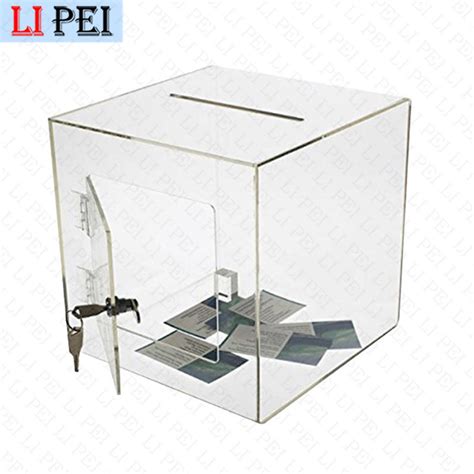 Transparent Acrylic Square Lockable Donation Ballot Box China Clear