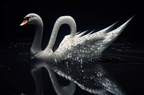 A Graceful And Elegant Swan In A Pond Generative Ai Stock Illustration