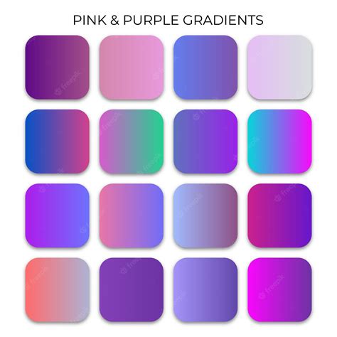 Premium Vector Set Of Pink And Purple Gradient Color Palette