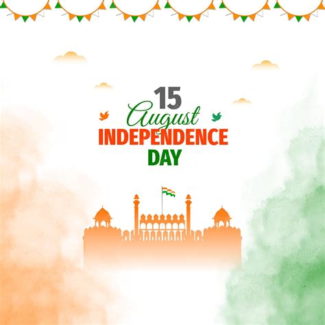 Premium Vector 15th August Happy Independence Day Greeting Card Post Design With Red Fort