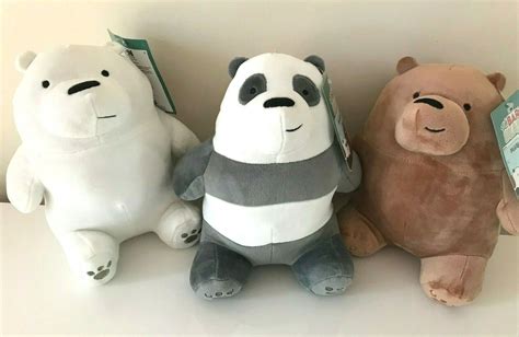 Set Of 3 We Bare Bears Plush Toys 6 Grizzly Pandas Cartoon Network New