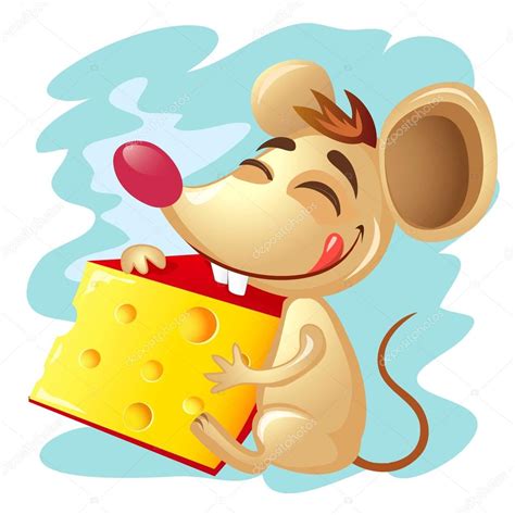 Ratón De Dibujos Animados Sosteniendo Una Cuña De Queso — Vector De