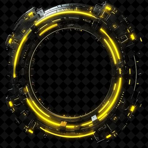 Circular Portal Gate With Yellow Neon Glowing Rings Made Wit Png Y2k
