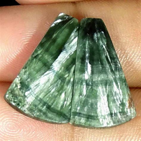 Cts Natural Seraphinite Pair Fancy Cabochon Loose Gemstones Ebay