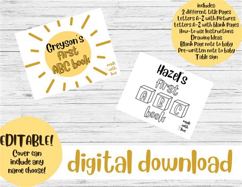 Editable My First Abc Book Printable Keepsake For Babies And Children
