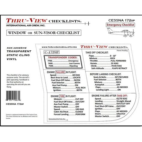 The Thru-View Emergency Checklist is a heads-up, emergency checklist ...