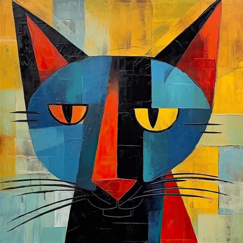 Gato En El Arte Abstracto Foto Premium