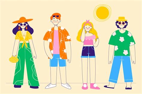 Personas con colección de ropa de verano Vector Gratis