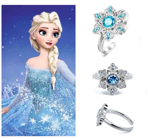 2017 2014 Frozen Queen Elsa Finger Rings 925 Sterling Silver Aquamarine