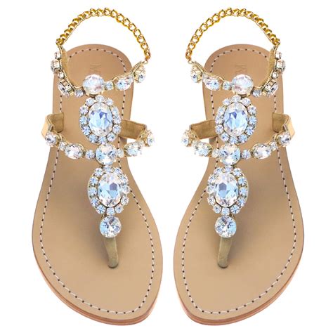 Brussels Womens Gold Leather Jeweled Sandals Mystique Sandals