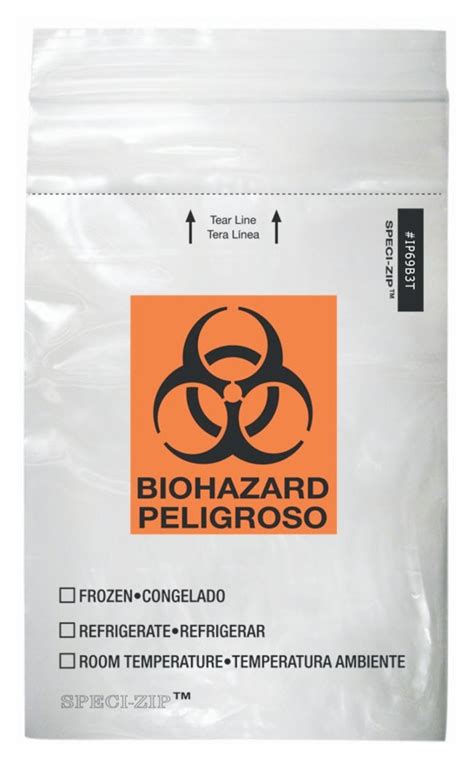 Minigrip SPECI-ZIP Reclosable Clear Biohazard Bags with Black and ...