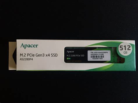 SSD диск Apacer M.2 2280 AS2280P4 512Гб PCIe 3.0 x4 (AP512GAS2280P4-1 ...