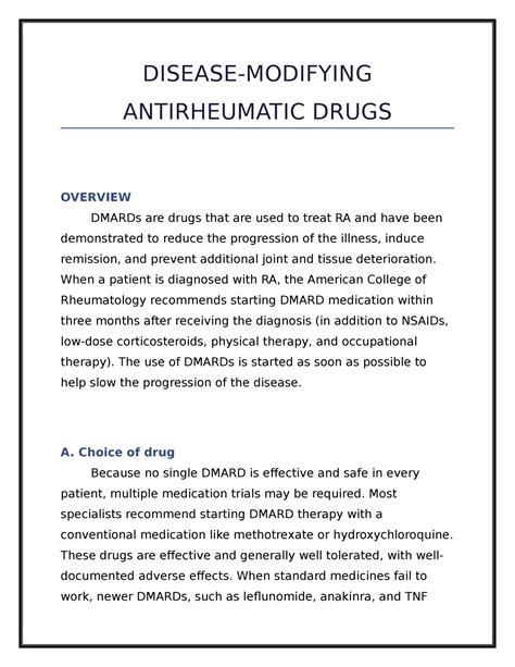 Disease Modifying Antirheumatic Drugs Pharmacology BHU Studocu