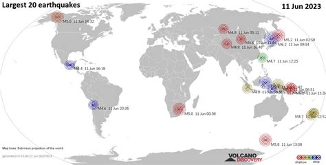 Top 20 Quakes in the World by Country on Sunday, June 11th, 2023