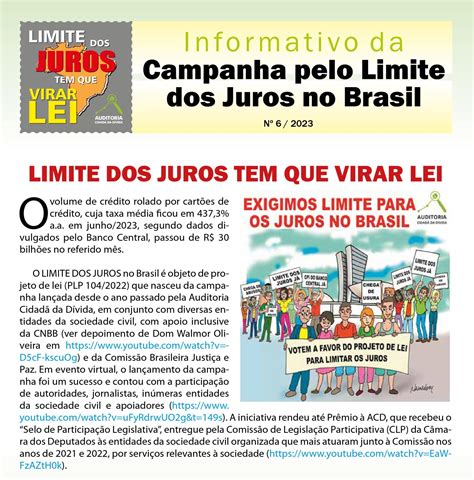 Acesse o Informativo de nº 6 da campanha pelo limite dos juros no