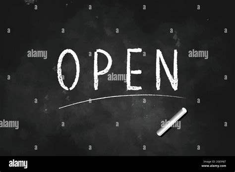 Open Written With Chalk On Blackboard Icon Logo Design Vector