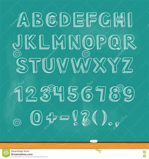 Lettrage D Alphabet De Dessin Sur Le Tableau Noir De Craie Vecteur