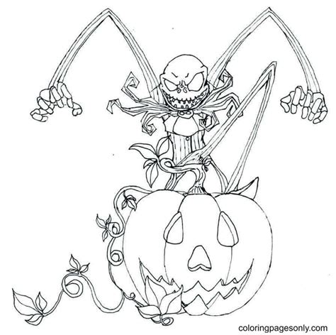 Jack Skellington As The Pumpkin King Coloring Page Free Printable