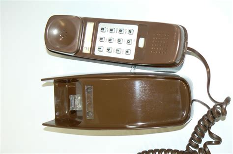 Vintage Western Electric Bell Brown Trimline Push Button Wall Phone